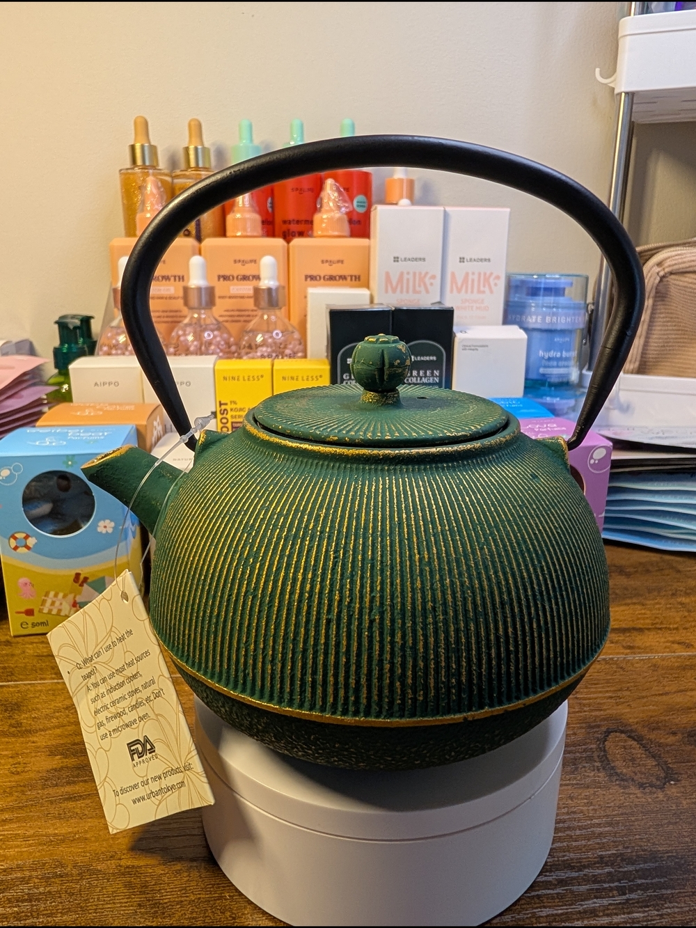 Cast Iron Teapot Kettle - Green